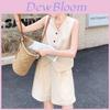 Casual Summer Lounge Set For Women With Pvc Fabric And Button Details