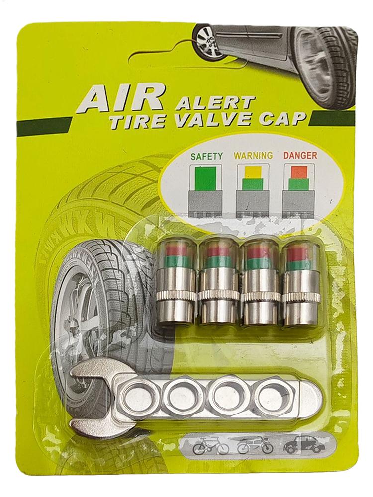 4pcs/set Tire Pressure Valve Caps Indicator Alert Car Monitoring Valve Covers For Long-Distance Travel Motorcycle Truck SUV
