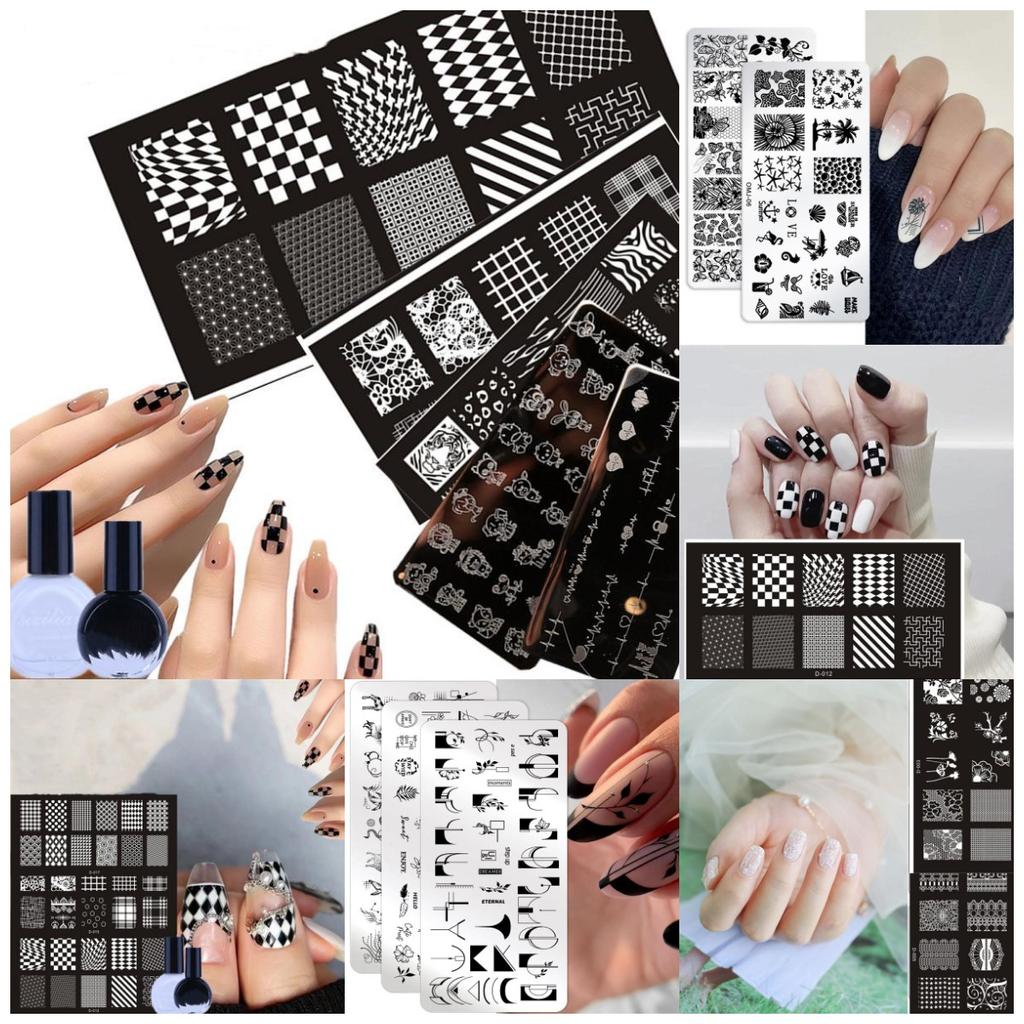 Nail Stamping Plates Leaves Flower Stripe Design Printing Abstract Lady Face Nail Art Stamp Templates Stencil Accessories Tools