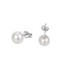 Boucles d'oreilles - Luxenter - Argent 925 - Perle blanche - Finition plaquée rhodium - Clou