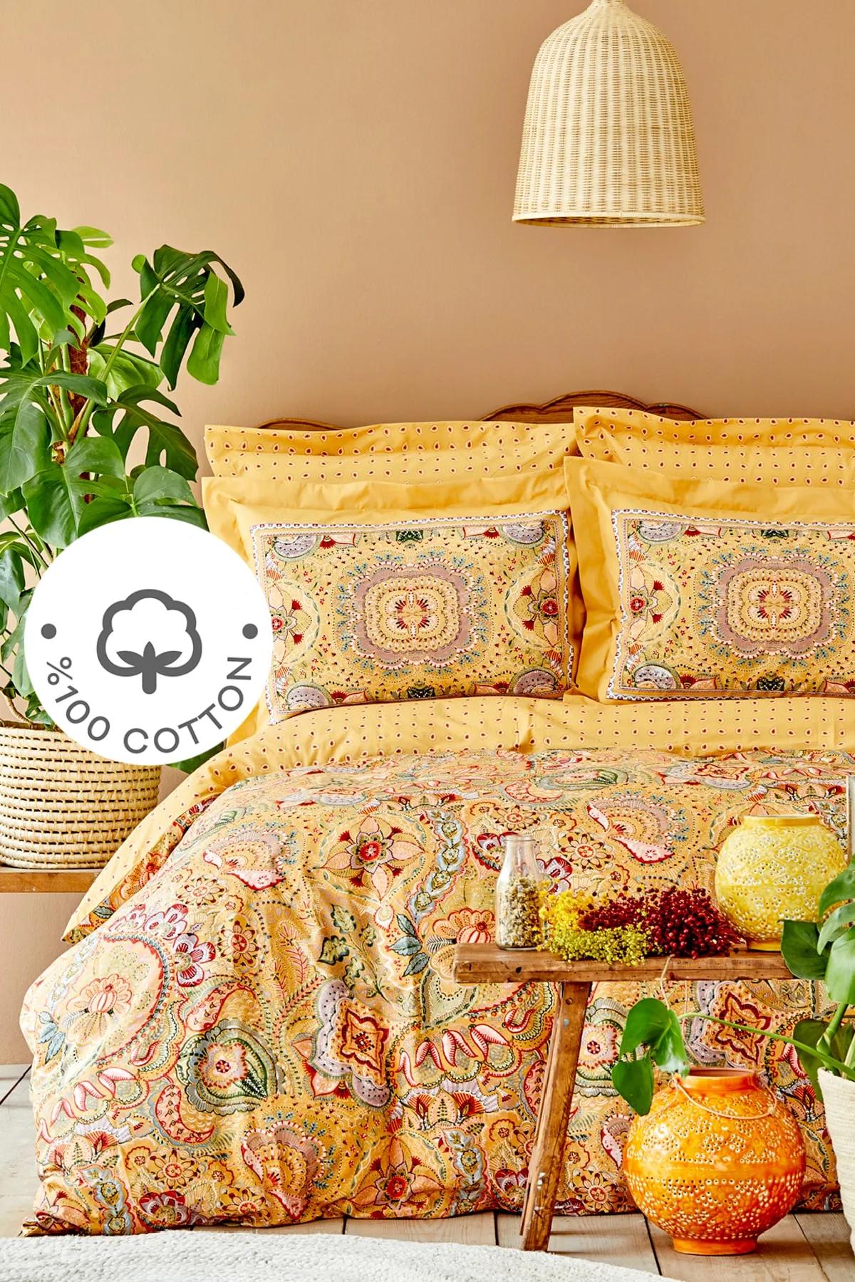 

EPeddler Home Manas Горчичный комплект двойного пододеяльника из 100% хлопка 200x220&240x260&50x70