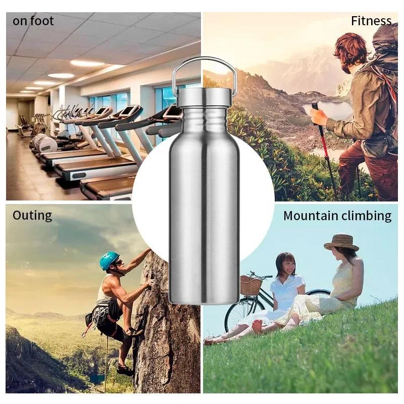 Stainless Steel Water Bottle Leak-proof Single Wall Large Capacity Wide Mouth Sports Drinkware For Cycling Hiking Termos