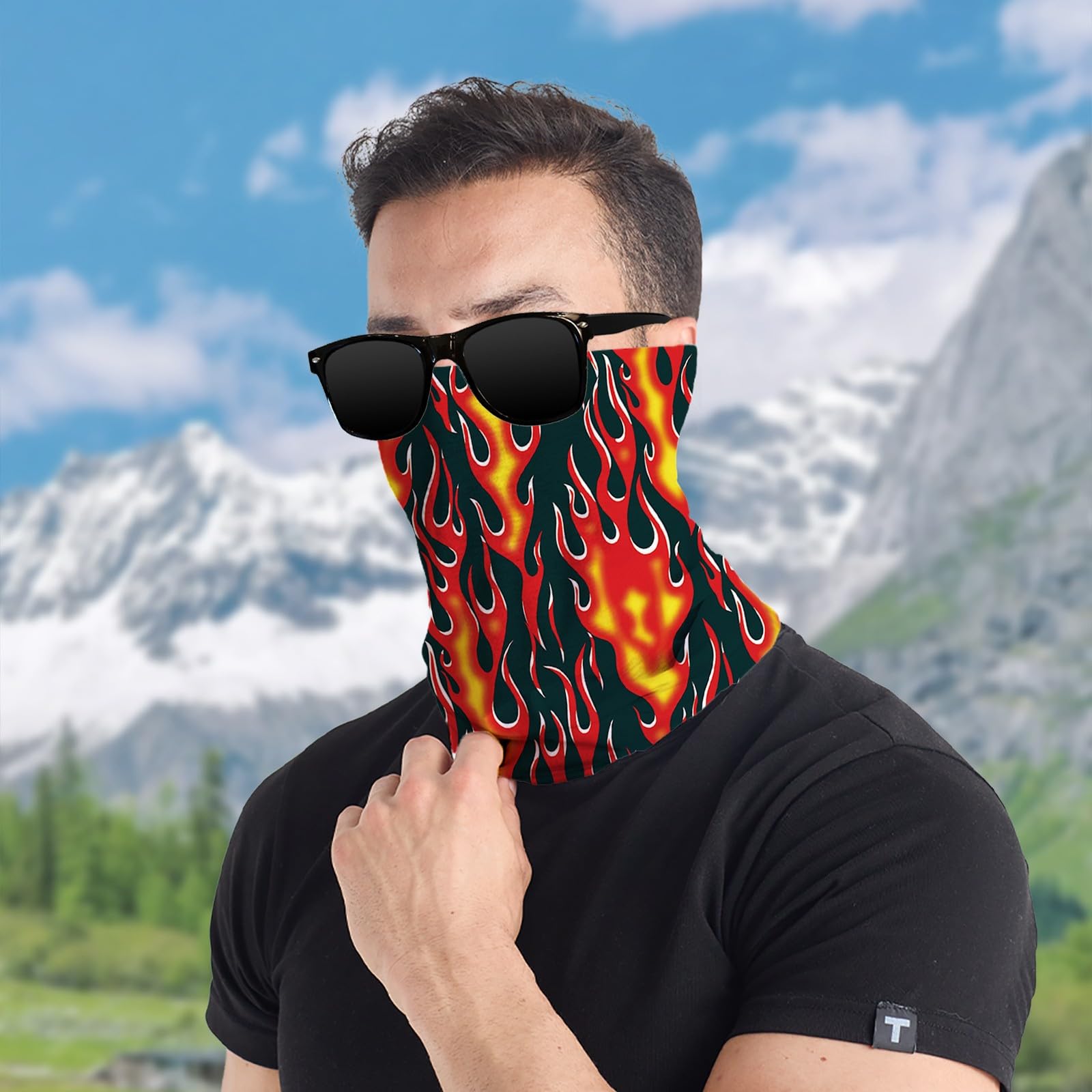 Tie-Dye Spiral Neck Gaiter Men s Psychedelic Rainbow Pattern Windproof Dustproof Balaclava for Festival or Outdoor Sports