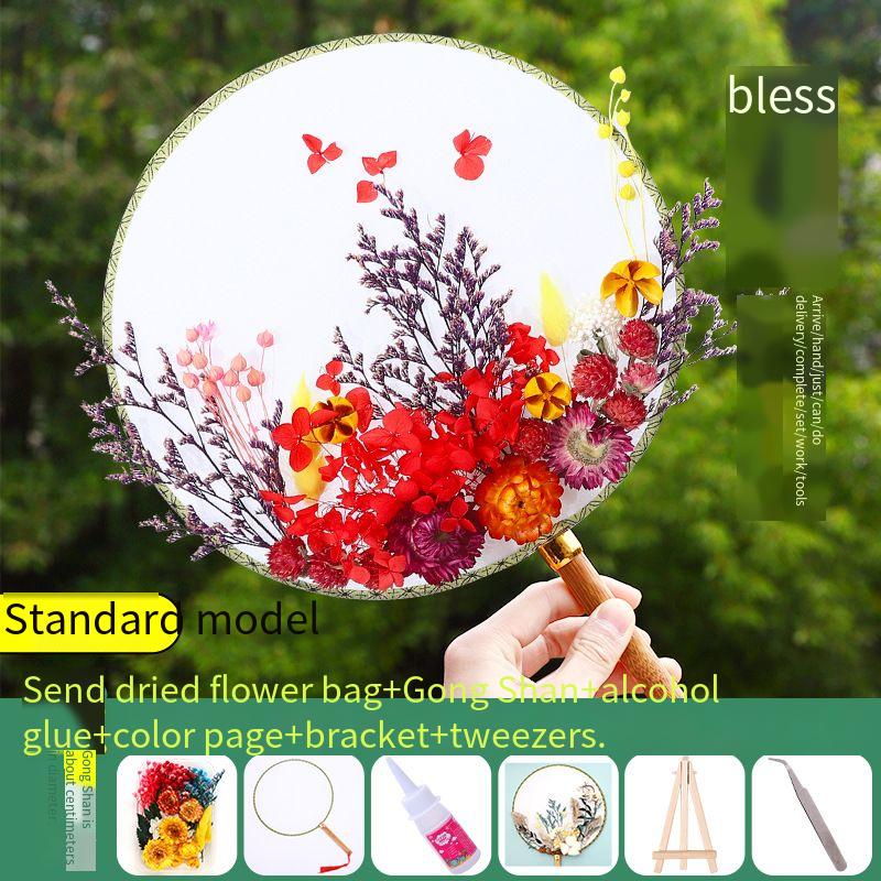 DIY Preserved Fresh Flower Hand Fans Creative Party Gift Home Decoration Fashion Decorative Chinese Japanese Fan Versatile New