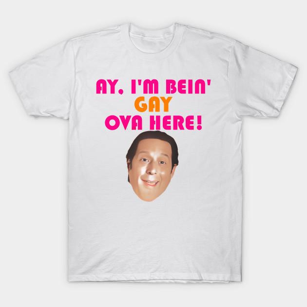 

Men Black Print T-shirt Ay I M Bein Gay Ova Here! No-Cut Transfer Paper Print Cotton Tshirt 3XL білий