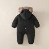Baby Boys and Girls Bodysuits Cute Cartoon Hooded Winter Pajamas - Thickened Padded Fashion Warm Baby Pajamas
