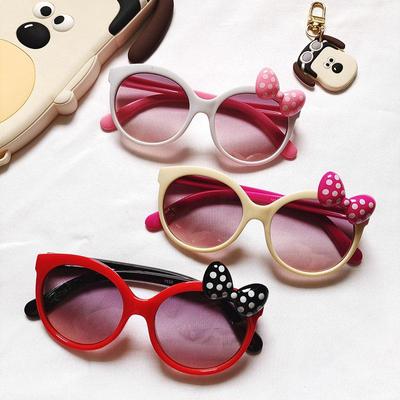 Óculos de sol brilhantes com laço para meninas de 2 a 14 anos, óculos de sol com gatinho adorável para crianças, óculos de sol da moda, óculos de grau UV400