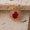 18K Gold Plated Oval Imitation Ruby Pendant with Micro-Set Diamond for DIY Necklace or Bracelet.