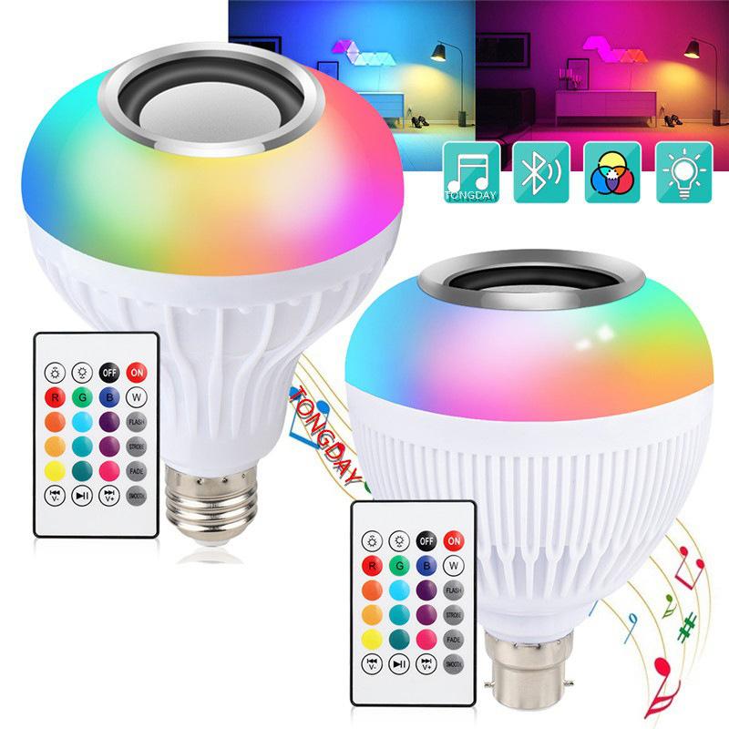 E27 Rgb Smart Bluetooth Speaker Music Bulb Colorful Dimmable Light Bulb With Remote Control 12W Led Bulb For Home Party