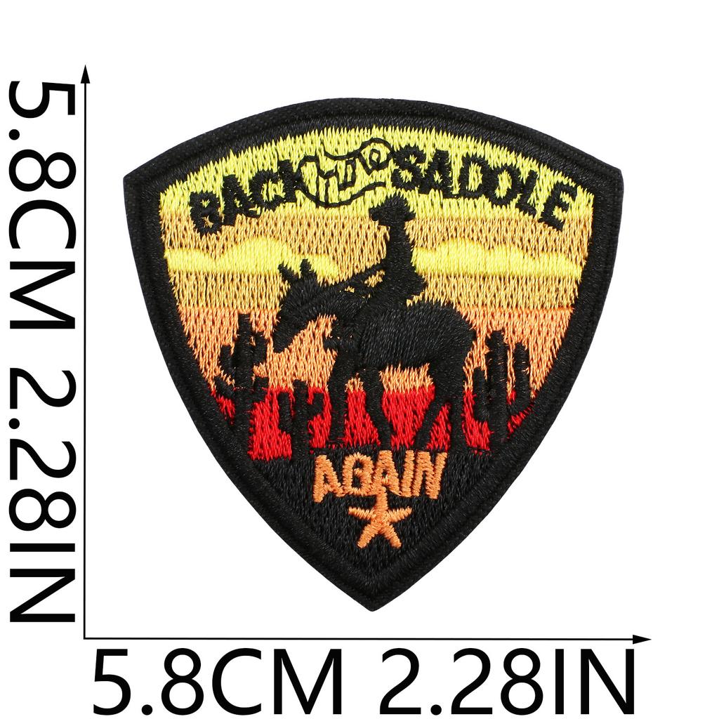 52 Pezzi Stoffa Ricamata Mista Tema Western Denim Adesivo Stile Punk Teschio Patch Adesivo Decorazione Vestiti Cactus