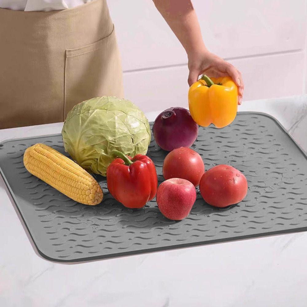 Non-slip Silicone Cooktop Mat Heat Resistant Tableware Pad Dish Drainer Mat  Kitchen