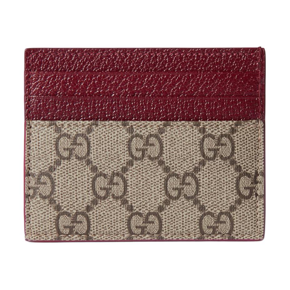Gucci GG Supreme Logo Ceramic Effect Finish Canvas And Leather Card Holder Men Accessories Beige Dark-Brown 795230-FACQC-9858