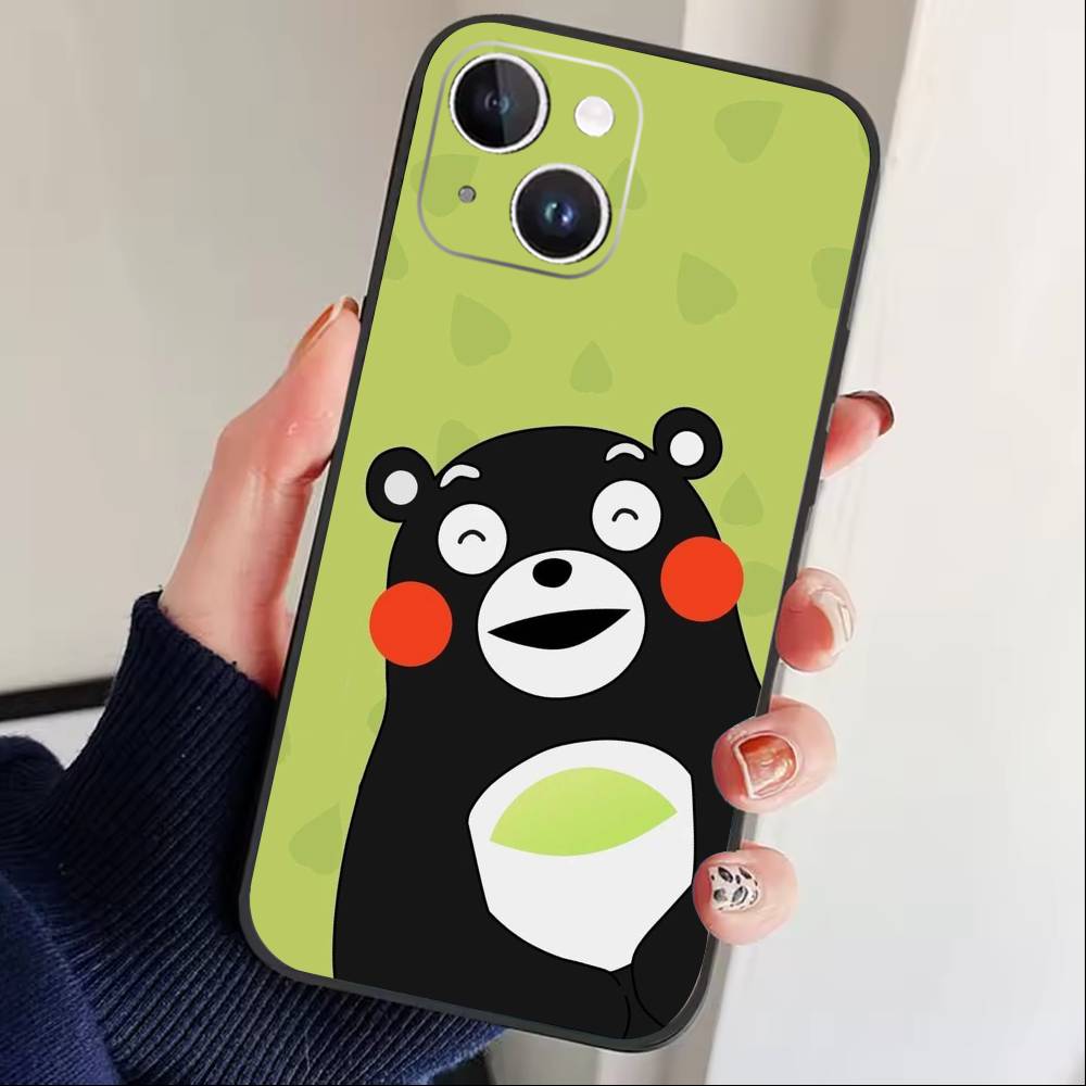 

Мультяшный K-Кумамон Чехол для телефона для iPhone 17 16 15 14 13 12 Max Plus Силиконовый Черный Чехол iPhone15
