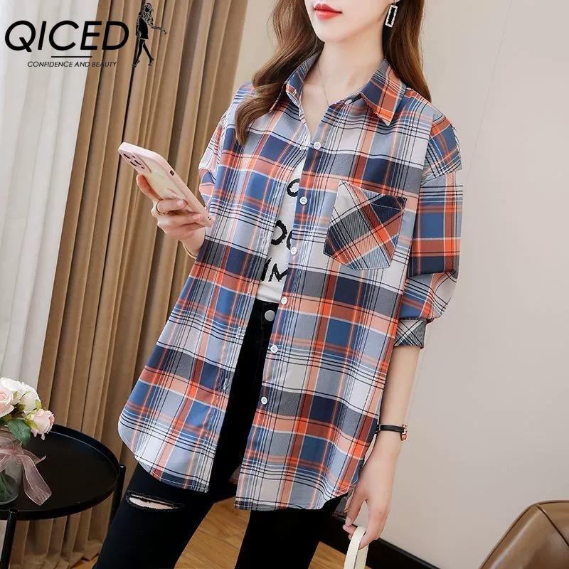 QICED Mote dame avslappet langermet POLO-hals bluser og skjorter