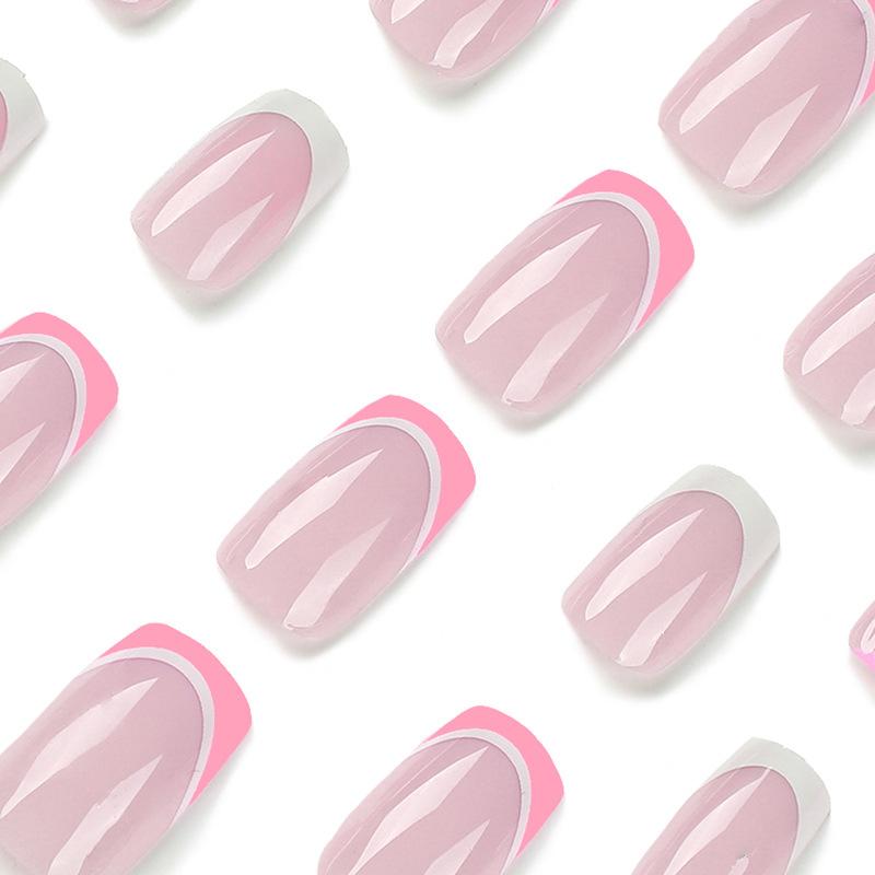 Wearable nail sticker white powder contrasting color French flower wearable nail sticker manicure piece manicure nails