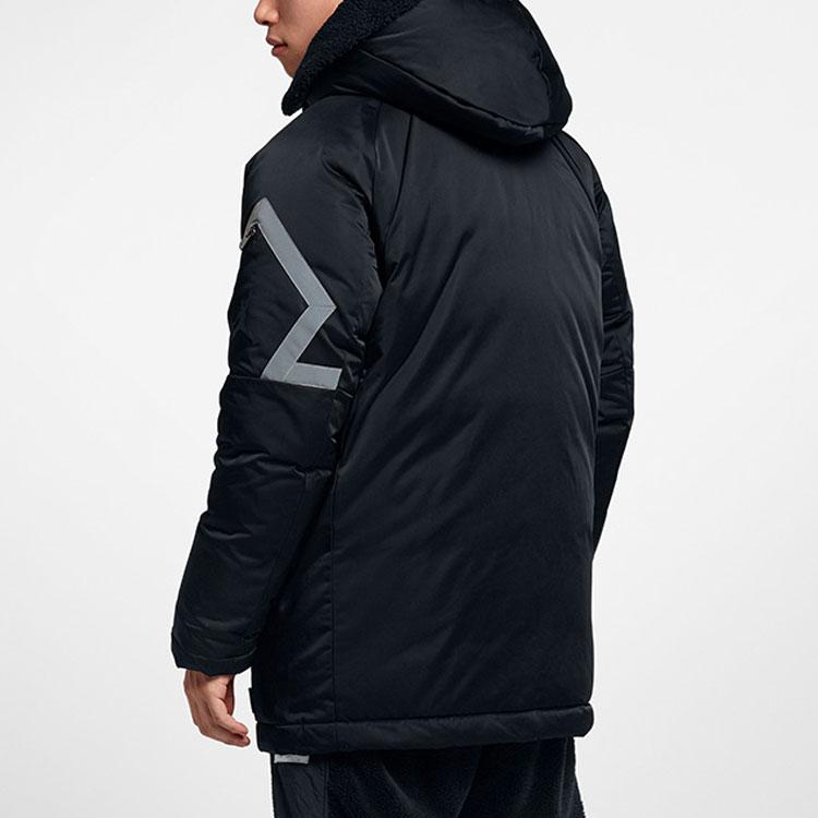 Jordan Casual Sports Warm Hooded Thickened Mid-Length Down Jacket Men Outerwear Black AA1952-010
