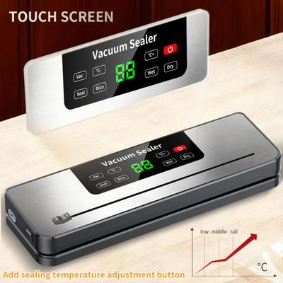 Electric Vacuum Sealer Machine Adjustable Seal Temperature Built-in Cutter Portable Food Sealer Touch Screen Bag Sealer for Kitchen Home Use