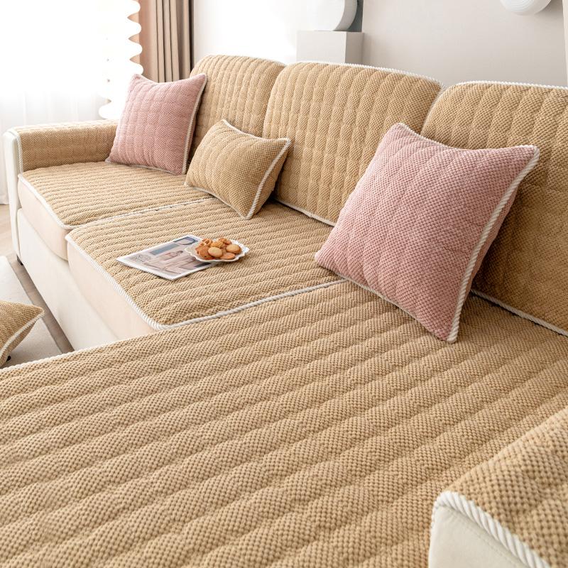Sofa Sofa Høst og Vinter Fortykket Fleece Sklisikre Seteputer Fire Årstider Universell Stue Skinnsofa Trekk Håndkle