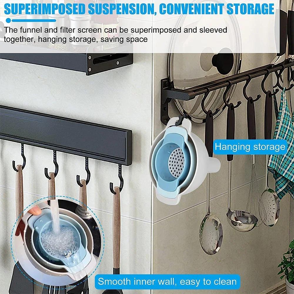 Household Filter Plastic Multi-function Funnel Set Oil Hopper Filter Oil Can Sub-packaging Funnels Kitchen Accessories