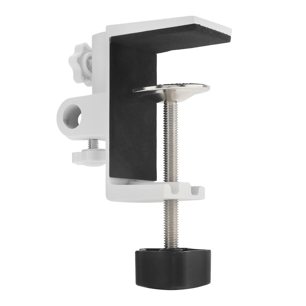 White Metal Universal Clamp Bracket - 1/2 Inch 4 Hole Table Mount for Magnifying Lamp, Microphone, Scissor Boom Arm & Desk Accessories
