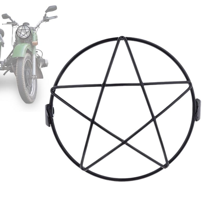 Motorcycle Headlight Grill Retro Mesh Grill Cover Round Motorbike Headlamp Guard Vintage Motorbike Decoration For 6.5Inch LED