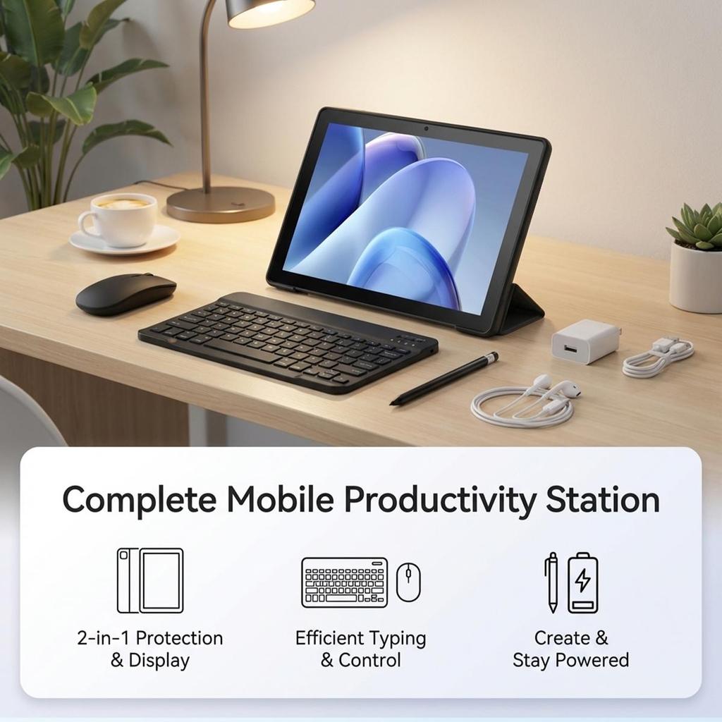 Android 16 Tablet, 10.1 Inch,34GB+128GB, Octa Core A523,6000mah Battery, Keyboard Mouse Set