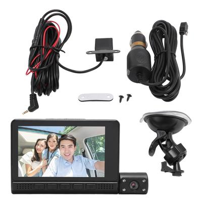 3 Channel Dash Cam Rotatable 1080P Full HD 4in IPS Touch Screen Motion Detection Loop Recording