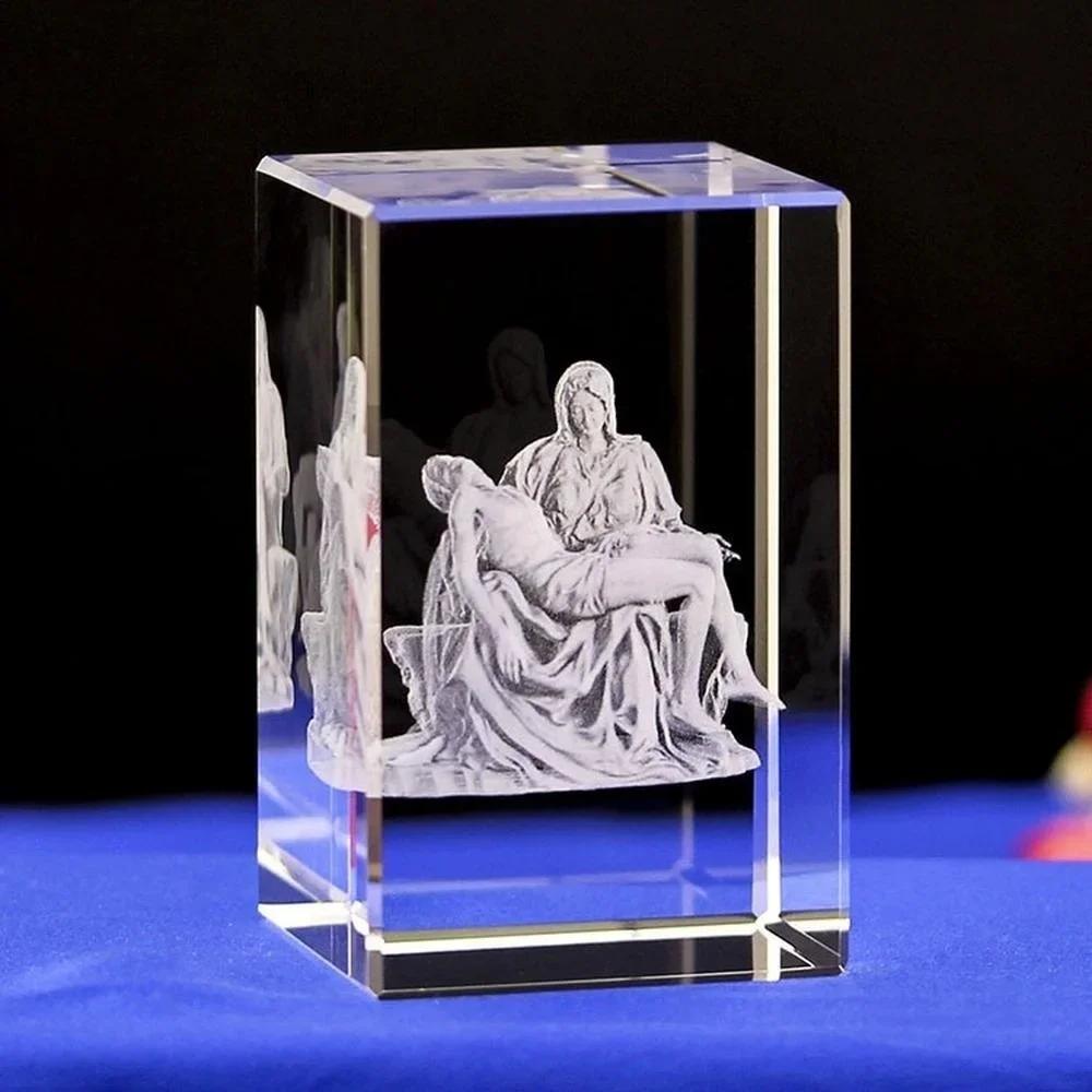 6 Arten Christlich Katholisch Jesus Porträt Kristall Ornamente Kreativ 3D Geschnitztes Kreuz Hausdekoration Zubehör Moderne Deko