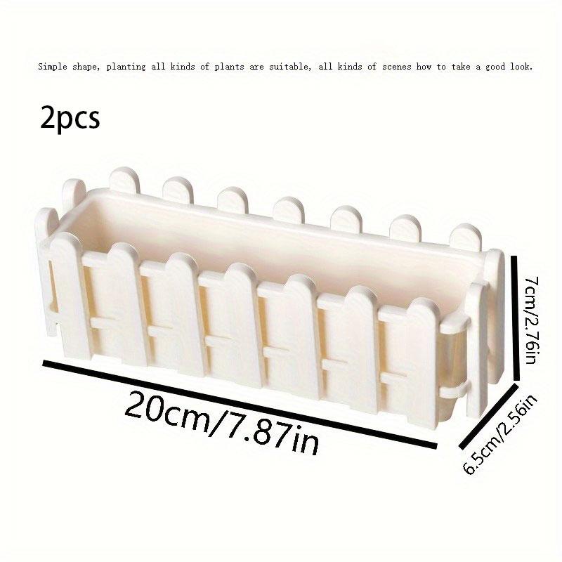 2PCS Artificial Flower Plants - Mixed Color Daisies In Picket Fence Pot for Indoor Office Wedding Home Decor