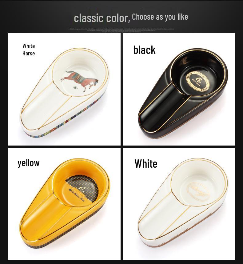 Portable Ceramic Cigar Ashtray with Single Slot