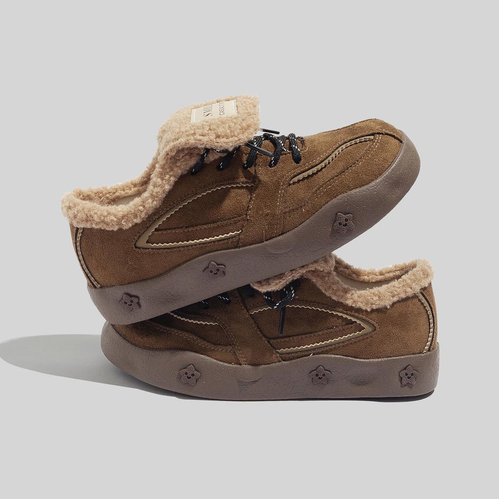 Belle winter velvet Maillard board shoes trendy new low-top student warm sports two cotton shoes