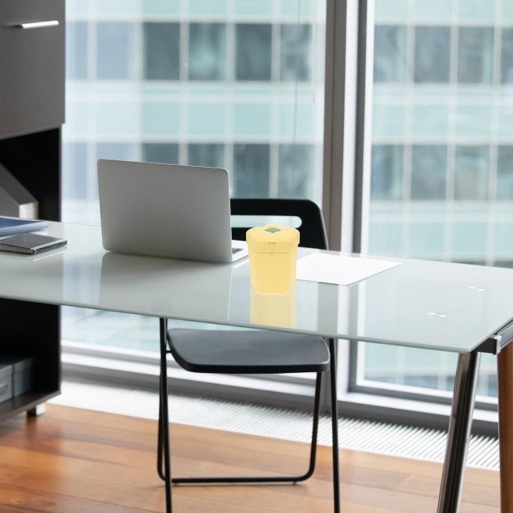 Decorative Desktop Trash Bin Small Plastic Rubbish Bin with Lid for Office Study Kitchen Bathroom Bedroom Home Convenient