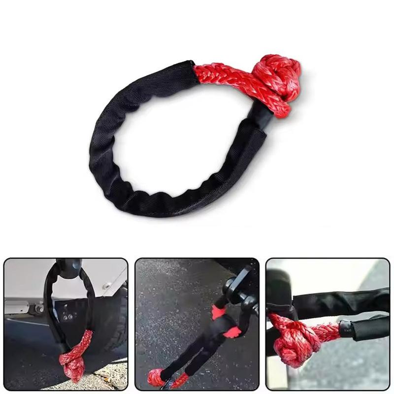 1pc Auto Accessories Car Road Recovery Towing Ropes Protective Sleeve 38000 Lbs Synthetic Fiber Heavy Trailer Pull Strap Shackle