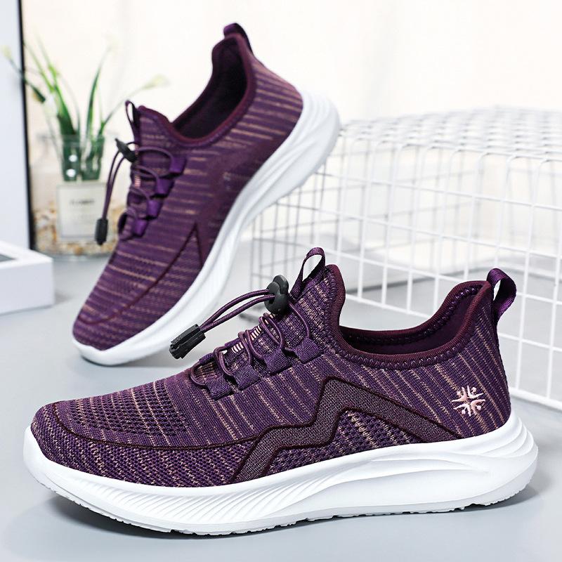 Shoes Women's shoes Versatile women's casual shoes Soft sole Comfortable single shoes Middle-aged and elderly mother shoes Flying woven breathable me