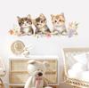 Cartoon Cute Three Kittens Wall Sticker Kids Room Living Room Wall Decoration Self-Adhesive Home Decor