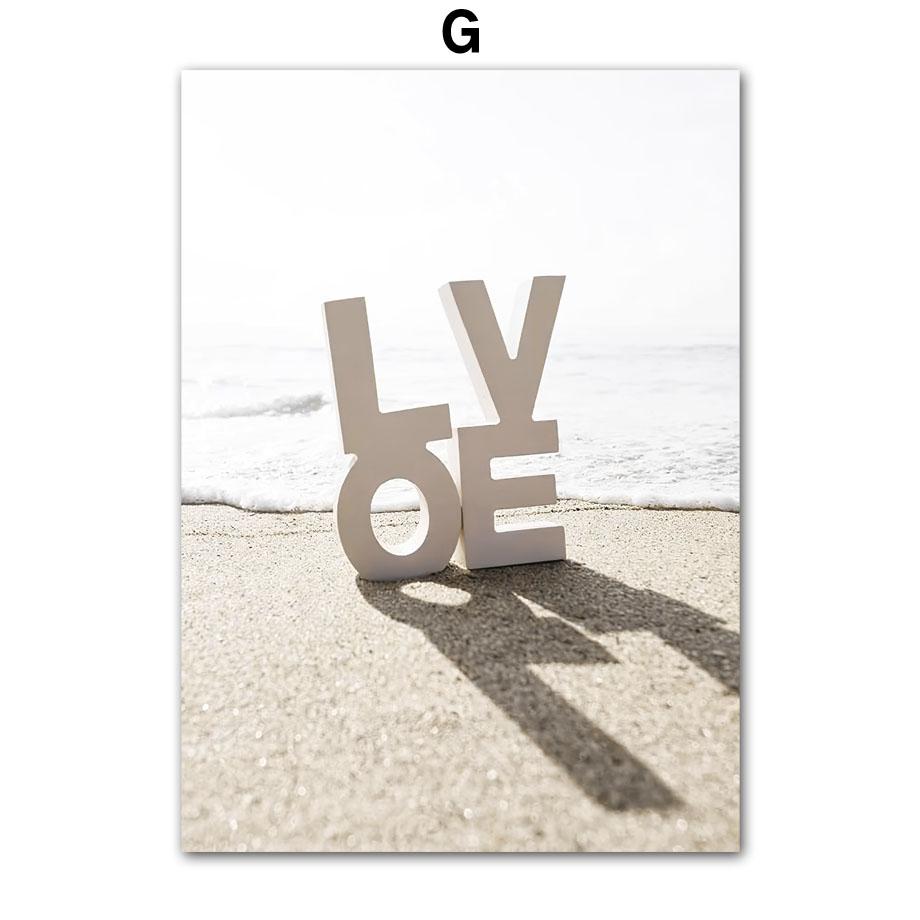 Beach Surfboard Starfish Reeds Summer Surf Landscape Beige Posters Canvas Painting Wall Art Pictures For Living Room Decor