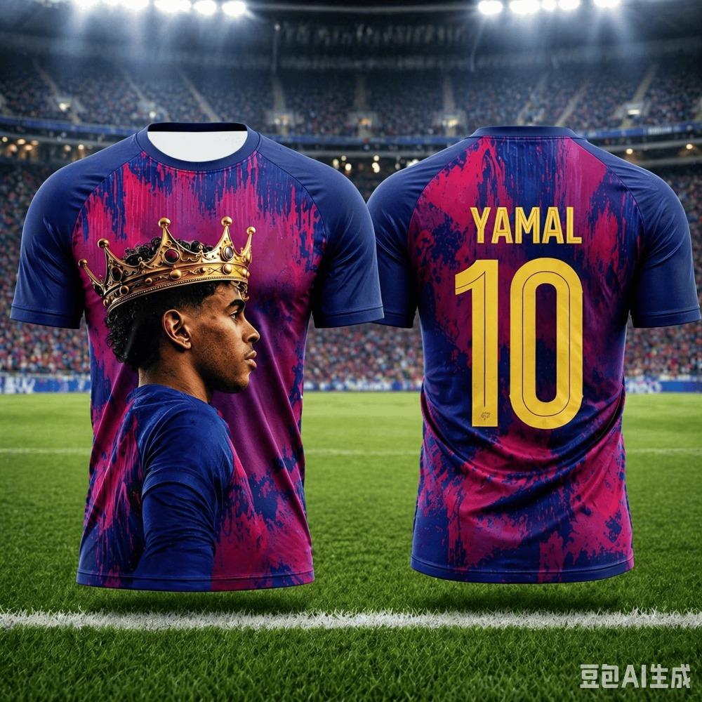 Summer New Model Yamal 3D Printed Children's Sportswear Football Jersey and T-shirt Are Suitable for Daily Exercise