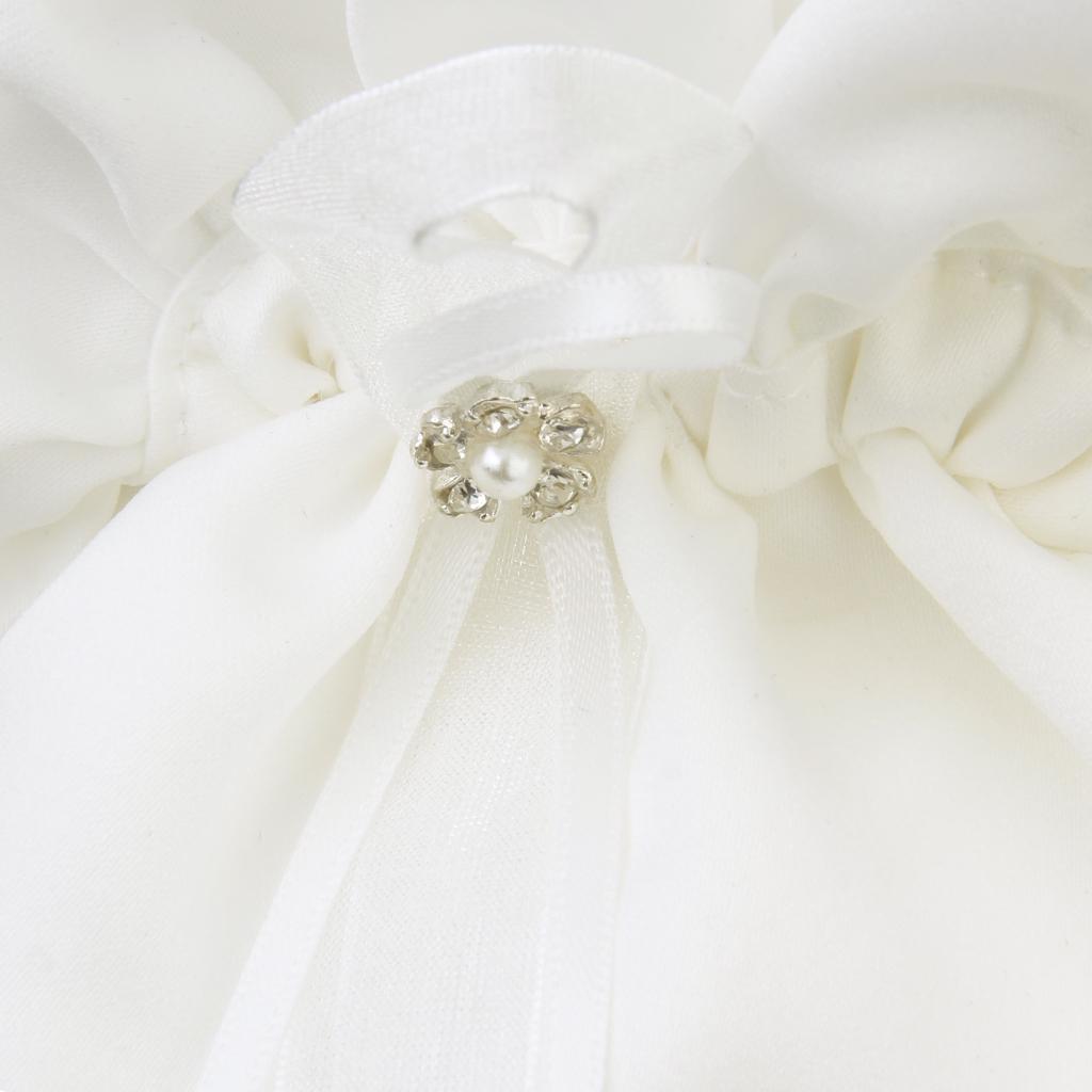 /White Satin Bride Bag Bridesmaid Wedding Party Flower Girl Handbag