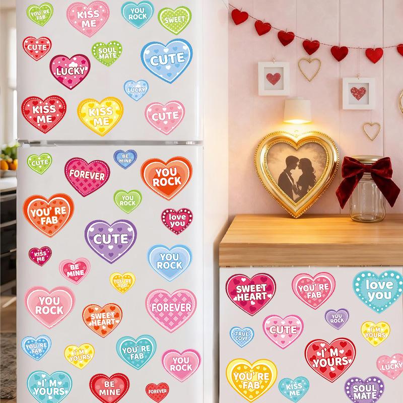 Valentine's Day Heart Window Stickers, Colorful Love Glass Decals, Romantic Party Decoration for Home, Shop Window and Door