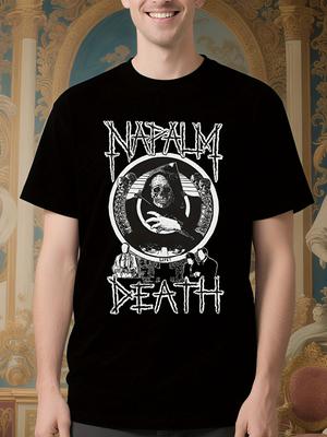 Black Cotton Tshirt with a Unisex Napalm Death Skull Design