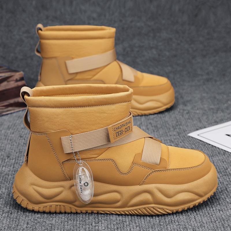 

Флисовые теплые мужские ботинки для улицы, высокие зимние ботинки, мужские зимние шерстяные модные ботинки, утепленные хлопковые ботинки мужские 44 жёлтый