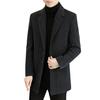 Men Woolen Coat Lapel Long Sleeve Single Breasted Jacket Coat with Pockets Solid Color Loose Fit Casual Outerwear Cold Weather Wear