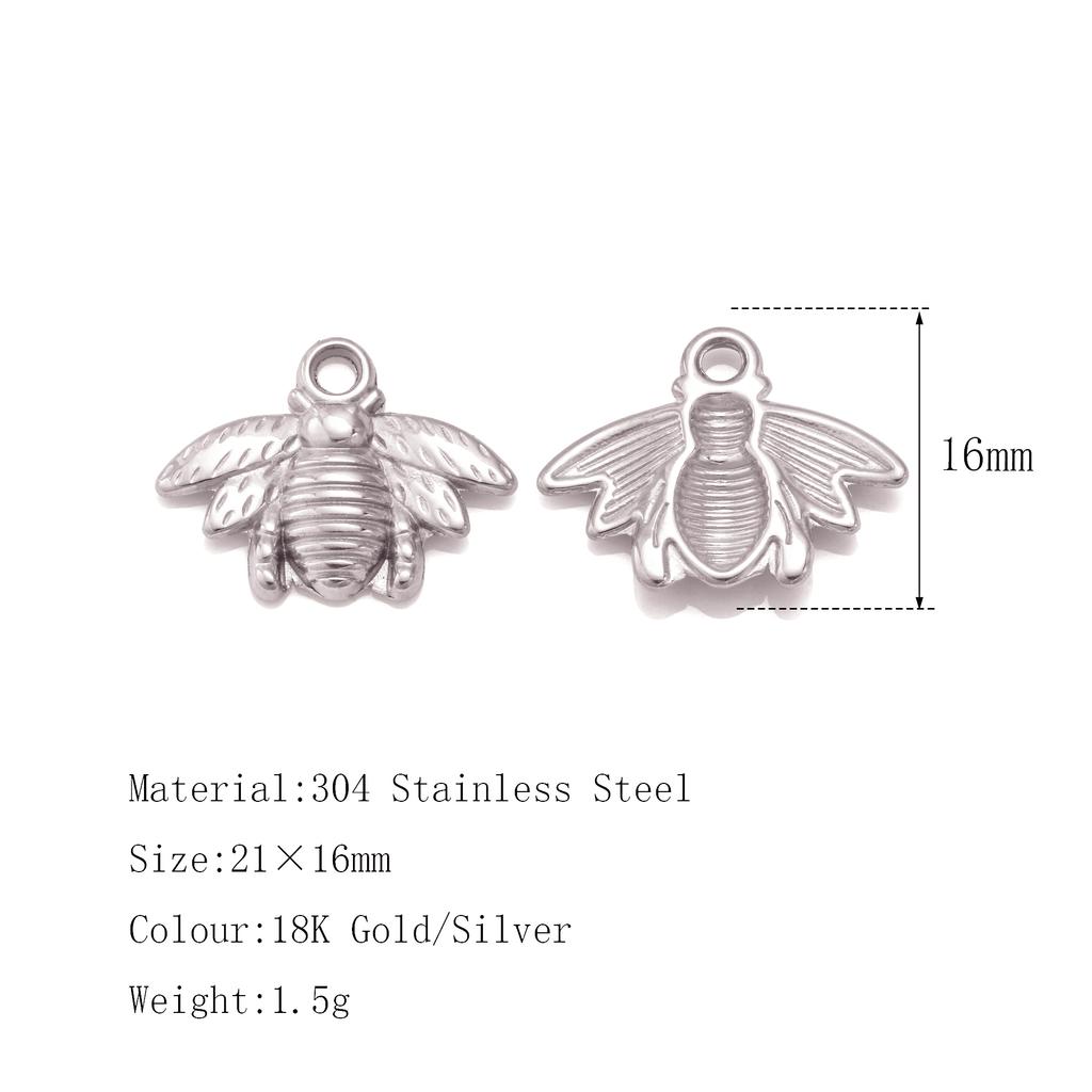 3Pcs Flower&Insect Charms Stainless Steel Exquisite Butterfly/Bee/Rose/Scarab Pendant Necklace Earring Dangle DIY Jewelry Making