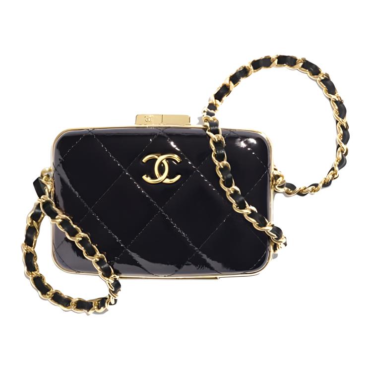 

Chanel Металевий Ланцюжок Шкіряна Сумка-Клатч Косметичка Сумка-Месенджер Маленька Жіноча Чорна Gift Set(Basic Set+Box+Shopping Bag) чорний