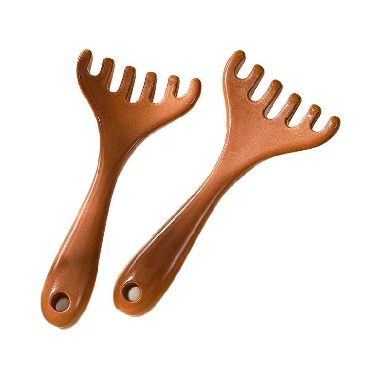 Natural Six-Claw Head Massage Comb for Scalp Therapy and Lymphatic Gua Sha