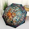 Cats Whiskers Adventure pattern umbrella, portable and foldable design, 8 ribs, a casual accessory for Halloween, Christmas, and birthday gifts.