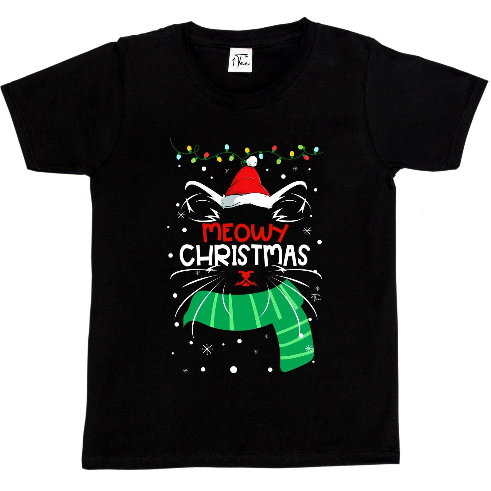 1Tee Kids Boys Meowy Christmas T-Shirt XXL