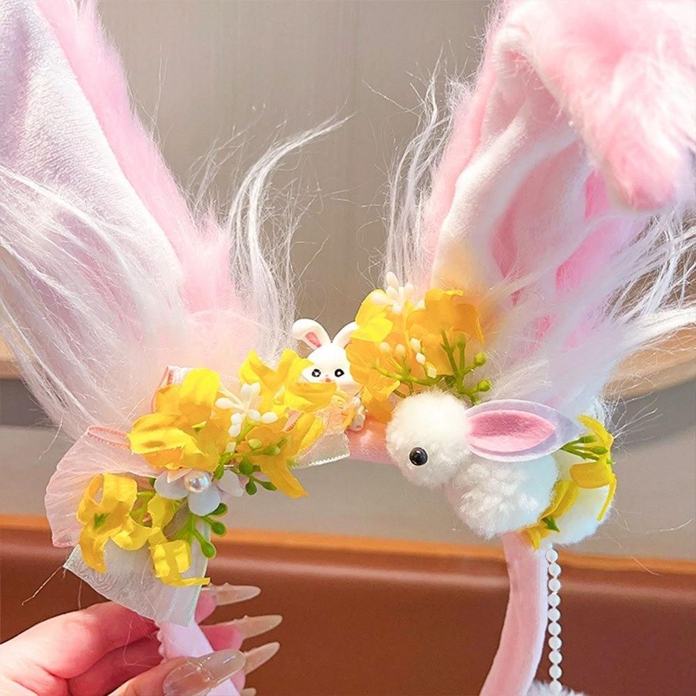 Tassel Mid-Autumn Festival Headband Flower Rabbit Ear Hair Ornament Cute Rabbit Hair Band Ladies