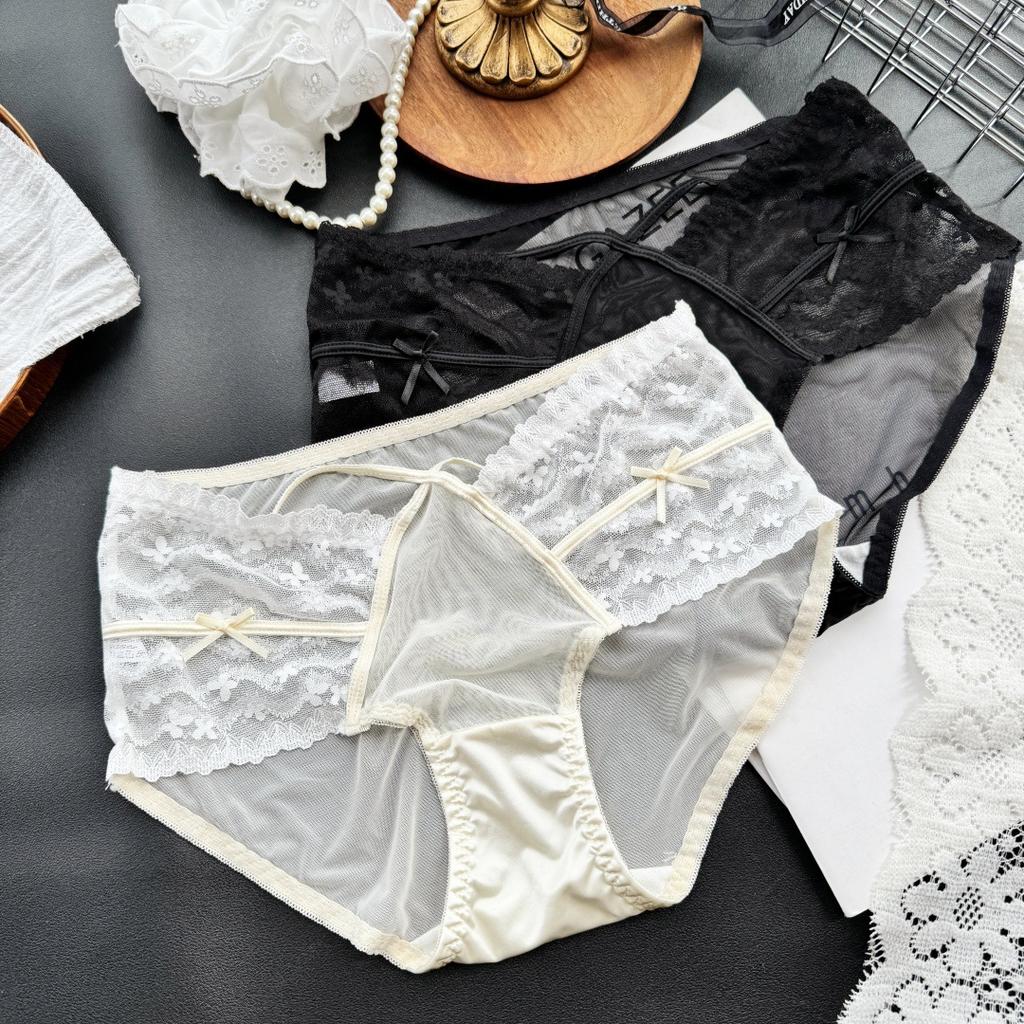 Ladies Summer Sexy Lovely Lace Mesh Gauze Medium Low Waist Briefs