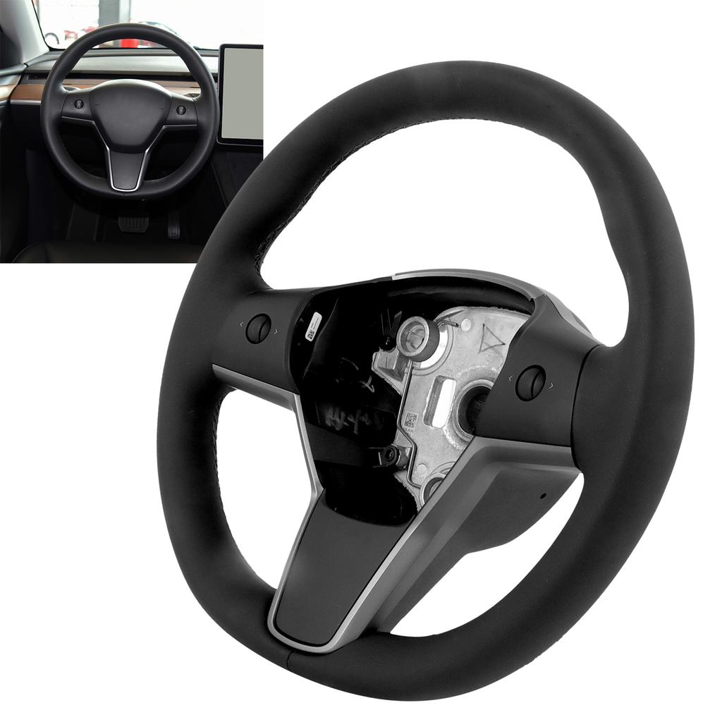 Black Steering Wheel with Button Leather Car Modification Replacement Steering Wheel